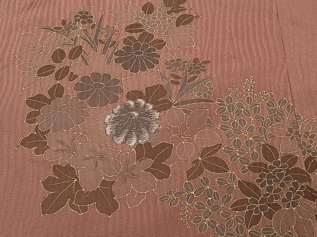 平和屋着物＃道行コート　刺繍　草花文　金彩　正絹　逸品　CABI9533ua