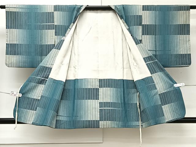 平和屋着物＃道行コート　縞　暈し染め　正絹　逸品　CABI9534ua