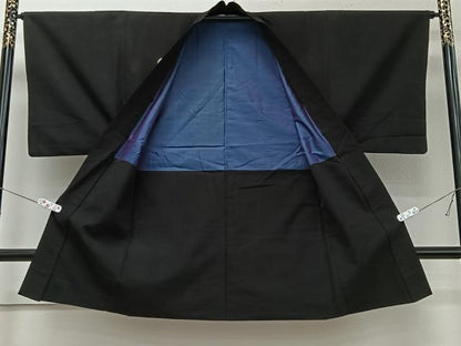 平和屋着物＃男性　長羽織　黒紋付　正絹　逸品　CABI9541ua