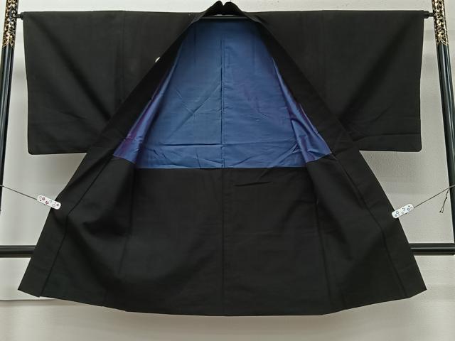 平和屋着物＃男性　長羽織　黒紋付　正絹　逸品　CABI9541ua