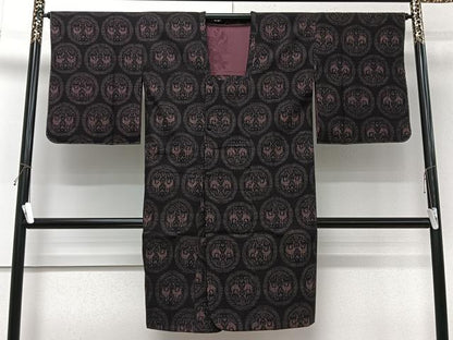 平和屋着物＃道行コート　結城紬　80亀甲　立涌文　暈し染め　ロング丈　正絹　逸品　未使用　CABI9542ua