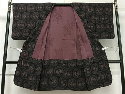 平和屋着物＃道行コート　結城紬　80亀甲　立涌文　暈し染め　ロング丈　正絹　逸品　未使用　CABI9542ua