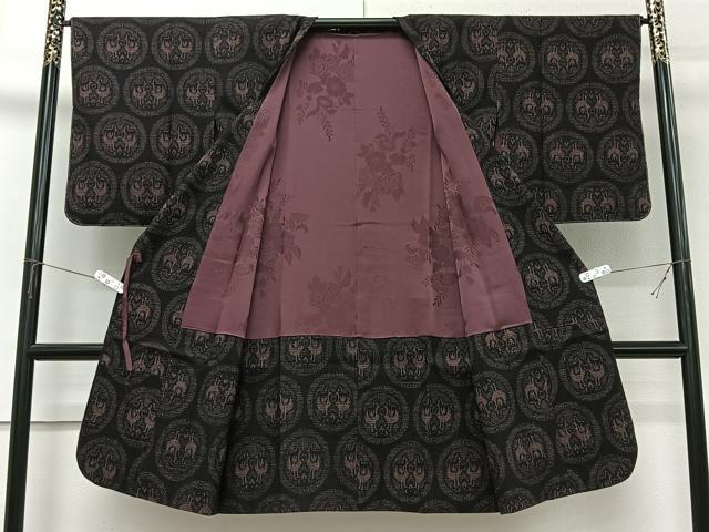 平和屋着物＃道行コート　結城紬　80亀甲　立涌文　暈し染め　ロング丈　正絹　逸品　未使用　CABI9542ua
