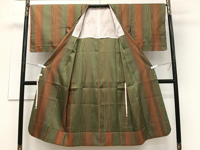 平和屋着物＃道行コート　雨コート　立涌文　暈し染め　ロング丈　正絹　逸品　未使用　CABI9543ua