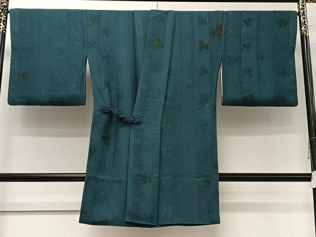 平和屋着物＃道中着　地紋起こし　枝葉文　正絹　逸品　CABI9550ua