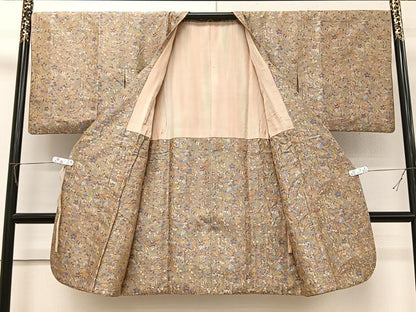 平和屋着物＃道行コート　草花文　ロング丈　正絹　逸品　CABI9554ua