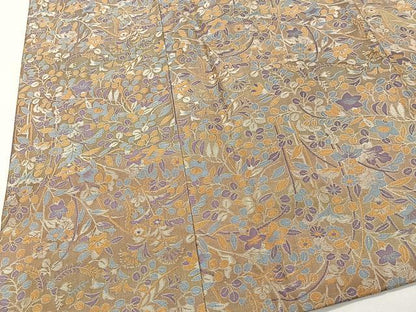 平和屋着物＃道行コート　草花文　ロング丈　正絹　逸品　CABI9554ua