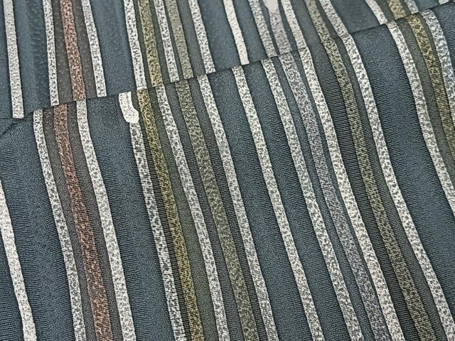 平和屋着物＃道中着　ろうけつ染　縞　ロング丈　正絹　逸品　CABI9555ua