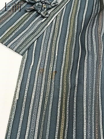 平和屋着物＃道中着　ろうけつ染　縞　ロング丈　正絹　逸品　CABI9555ua