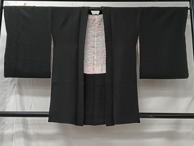 平和屋着物＃羽織　総刺繍　草花文　黒地　金糸　正絹　逸品　CABI9571ua