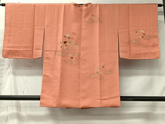 平和屋着物＃道行コート　駒刺繍　枝花文　金彩　正絹　逸品　未使用　CABI9574ua