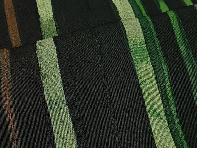 平和屋着物＃道行コート　ろうけつ染　地紋起こし　間道　黒地　正絹　逸品　CABI9584ua