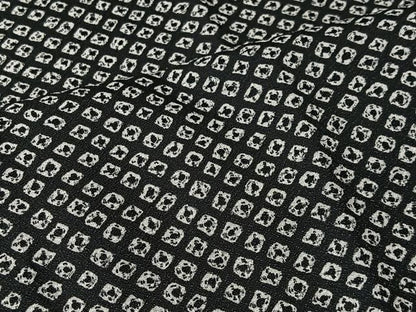 平和屋着物＃道行コート　鹿の子文　黒地　ロング丈　洗える着物　CABI9585ua