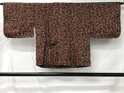 平和屋着物＃道中着　草花文　正絹　逸品　CABI9593ua
