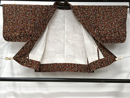 平和屋着物＃道中着　草花文　正絹　逸品　CABI9593ua