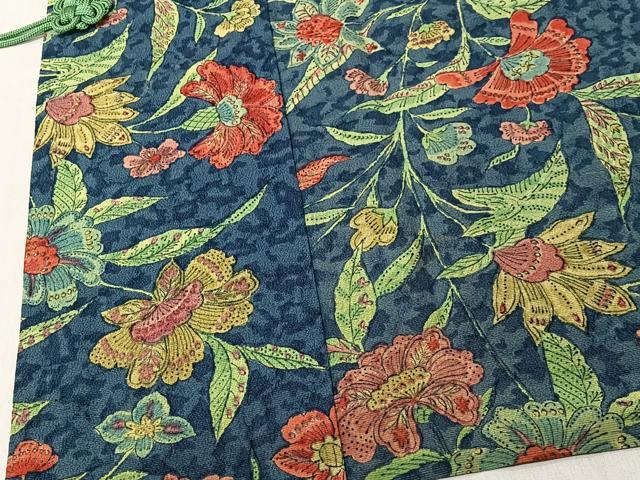 平和屋着物＃道中着　更紗草花文　正絹　逸品　CABI9600ua