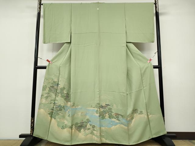 平和屋着物●豪華色留袖　高野山水図　寿光織　金糸　やまと誂製　正絹　逸品　CABI9601ut