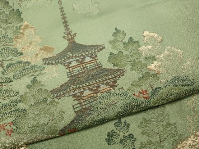 平和屋着物●豪華色留袖　高野山水図　寿光織　金糸　やまと誂製　正絹　逸品　CABI9601ut