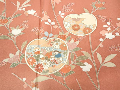 平和屋着物●訪問着　鴛鴦枝花文　暈し染め　金彩　正絹　逸品　CABI9602ut