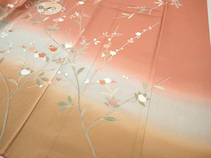 平和屋着物●訪問着　鴛鴦枝花文　暈し染め　金彩　正絹　逸品　CABI9602ut