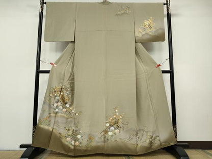 平和屋着物●訪問着　御所車花文　暈し染め　金銀彩　正絹　逸品　CABI9604ut