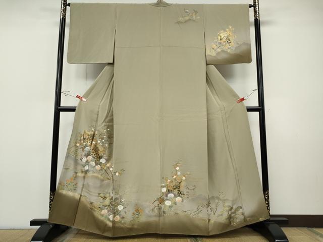 平和屋着物●訪問着　御所車花文　暈し染め　金銀彩　正絹　逸品　CABI9604ut