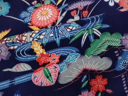 平和屋着物●豪華振袖　紅型　流水籬花文　鬼しぼ縮緬　正絹　逸品　CABI9605ut