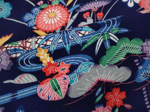 平和屋着物●豪華振袖　紅型　流水籬花文　鬼しぼ縮緬　正絹　逸品　CABI9605ut