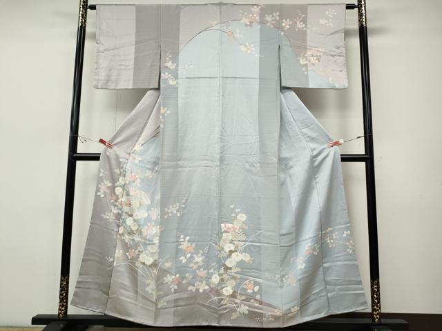 平和屋着物●訪問着　扇面草花文　金彩　正絹　逸品　CABI9606ut