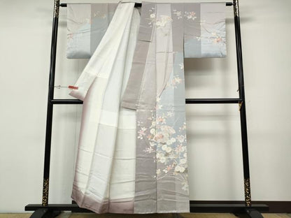平和屋着物●訪問着　扇面草花文　金彩　正絹　逸品　CABI9606ut