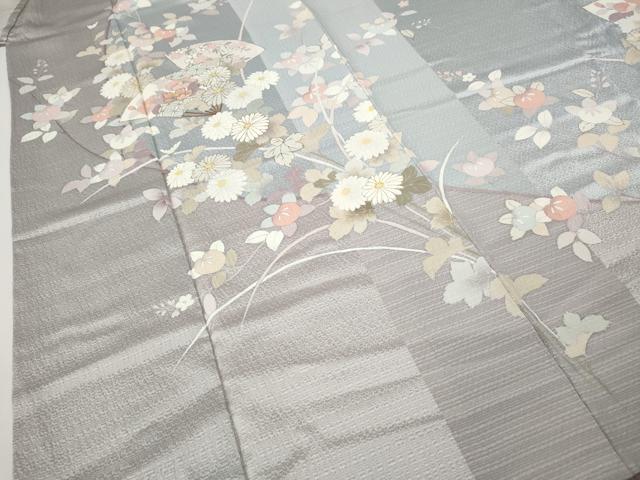 平和屋着物●訪問着　扇面草花文　金彩　正絹　逸品　CABI9606ut