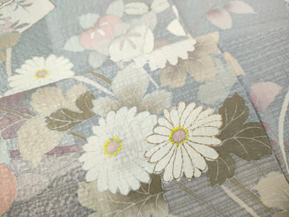 平和屋着物●訪問着　扇面草花文　金彩　正絹　逸品　CABI9606ut
