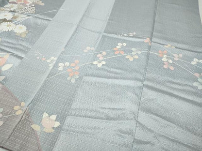 平和屋着物●訪問着　扇面草花文　金彩　正絹　逸品　CABI9606ut