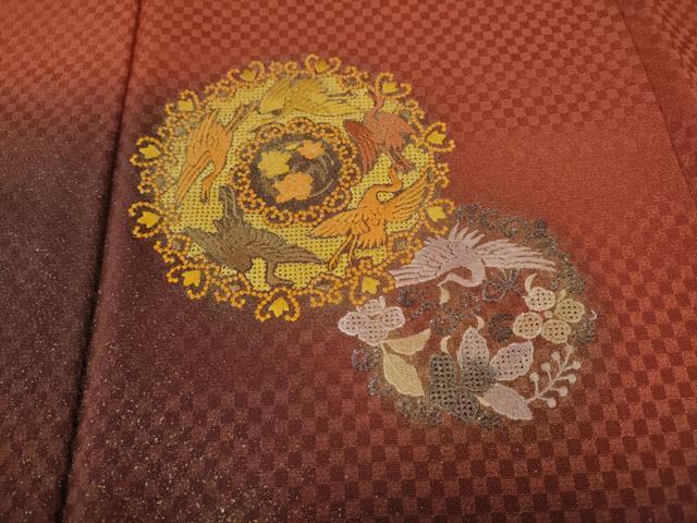 平和屋着物●中国三大刺繍　スワトウ刺繍　訪問着　飛鶴正倉院花文　暈し染め　金銀彩　正絹　逸品　CABI9609ut