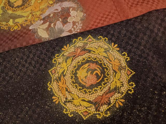 平和屋着物●中国三大刺繍　スワトウ刺繍　訪問着　飛鶴正倉院花文　暈し染め　金銀彩　正絹　逸品　CABI9609ut