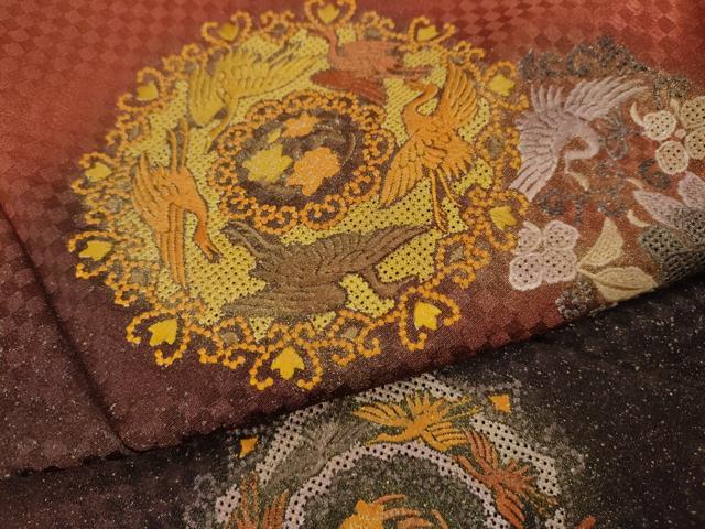 平和屋着物●中国三大刺繍　スワトウ刺繍　訪問着　飛鶴正倉院花文　暈し染め　金銀彩　正絹　逸品　CABI9609ut