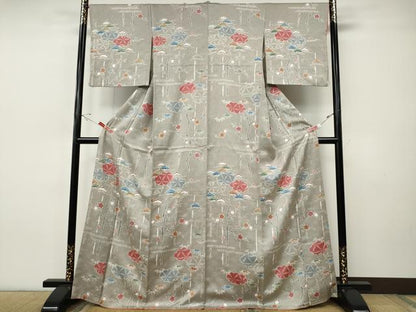 平和屋着物●上質な小紋　型染め　松梅文　正絹　逸品　CABI9612ut