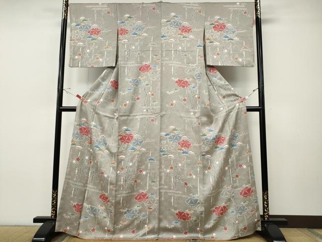 平和屋着物●上質な小紋　型染め　松梅文　正絹　逸品　CABI9612ut