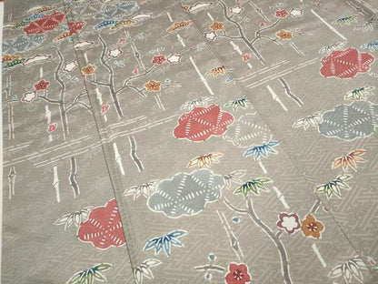 平和屋着物●上質な小紋　型染め　松梅文　正絹　逸品　CABI9612ut