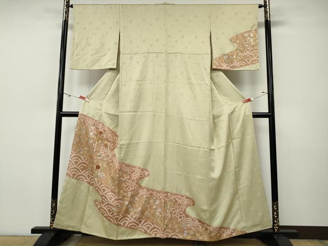 平和屋着物●訪問着　絞り　刺繍　道長花文　金銀彩　ますいわ屋扱い　正絹　逸品　CABI9614ut