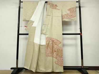 平和屋着物●訪問着　絞り　刺繍　道長花文　金銀彩　ますいわ屋扱い　正絹　逸品　CABI9614ut