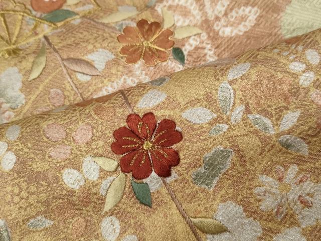平和屋着物●訪問着　絞り　刺繍　道長花文　金銀彩　ますいわ屋扱い　正絹　逸品　CABI9614ut