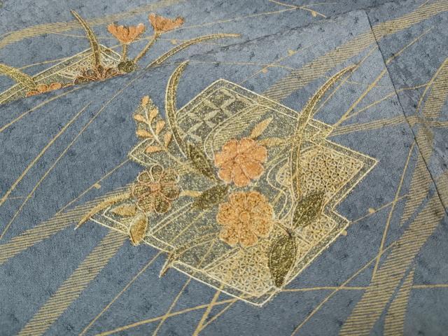 平和屋着物●中国三大刺繍　スワトウ刺繍　訪問着　松皮菱花文　金彩　正絹　逸品　未使用　CABI9615ut
