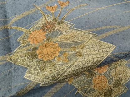 平和屋着物●中国三大刺繍　スワトウ刺繍　訪問着　松皮菱花文　金彩　正絹　逸品　未使用　CABI9615ut