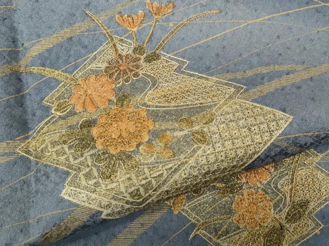 平和屋着物●中国三大刺繍　スワトウ刺繍　訪問着　松皮菱花文　金彩　正絹　逸品　未使用　CABI9615ut