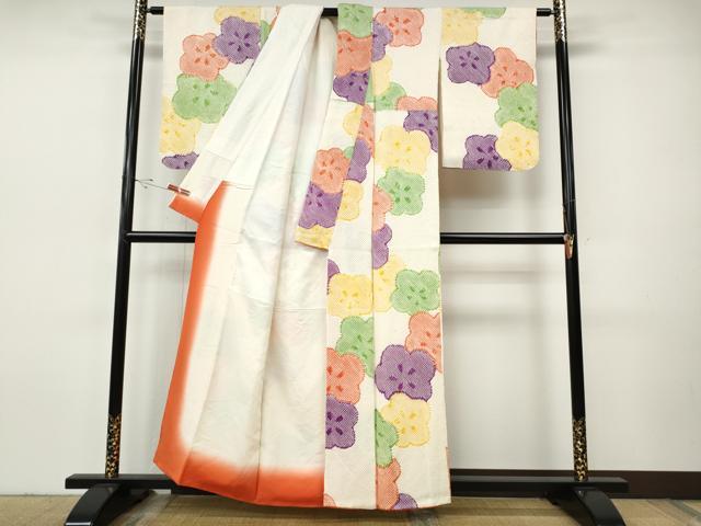 平和屋着物●上質な小紋　総絞り　舞梅文　正絹　逸品　CABI9616ut