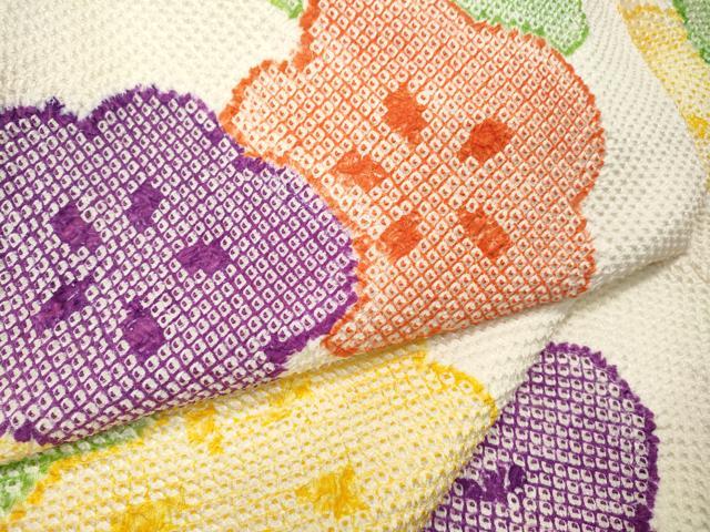 平和屋着物●上質な小紋　総絞り　舞梅文　正絹　逸品　CABI9616ut