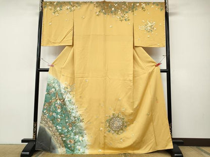 平和屋着物●英王室献上友禅作家　木下勝功　訪問着　鳳凰正倉院花文　暈し染め　金銀彩　正絹　逸品　CABI9617ut