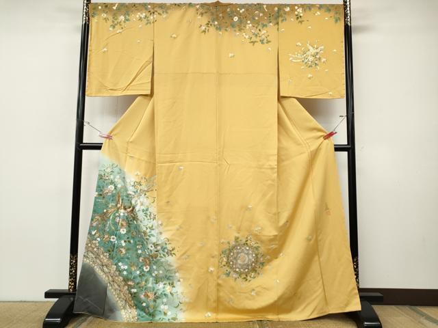 平和屋着物●英王室献上友禅作家　木下勝功　訪問着　鳳凰正倉院花文　暈し染め　金銀彩　正絹　逸品　CABI9617ut