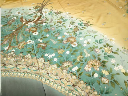 平和屋着物●英王室献上友禅作家　木下勝功　訪問着　鳳凰正倉院花文　暈し染め　金銀彩　正絹　逸品　CABI9617ut